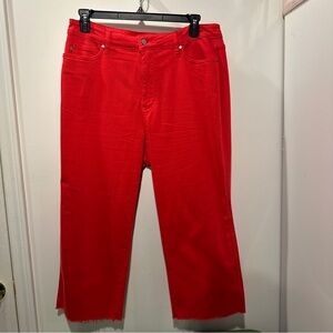 Judy Blue Red Tummy Control High Waist Wide Leg Cropped Ankle pants 18W